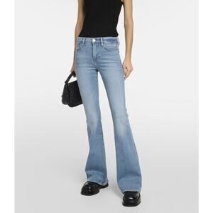 FRAME Le High Flare High-Rise Flared Blue Stretch Denim Jeans Size 27
